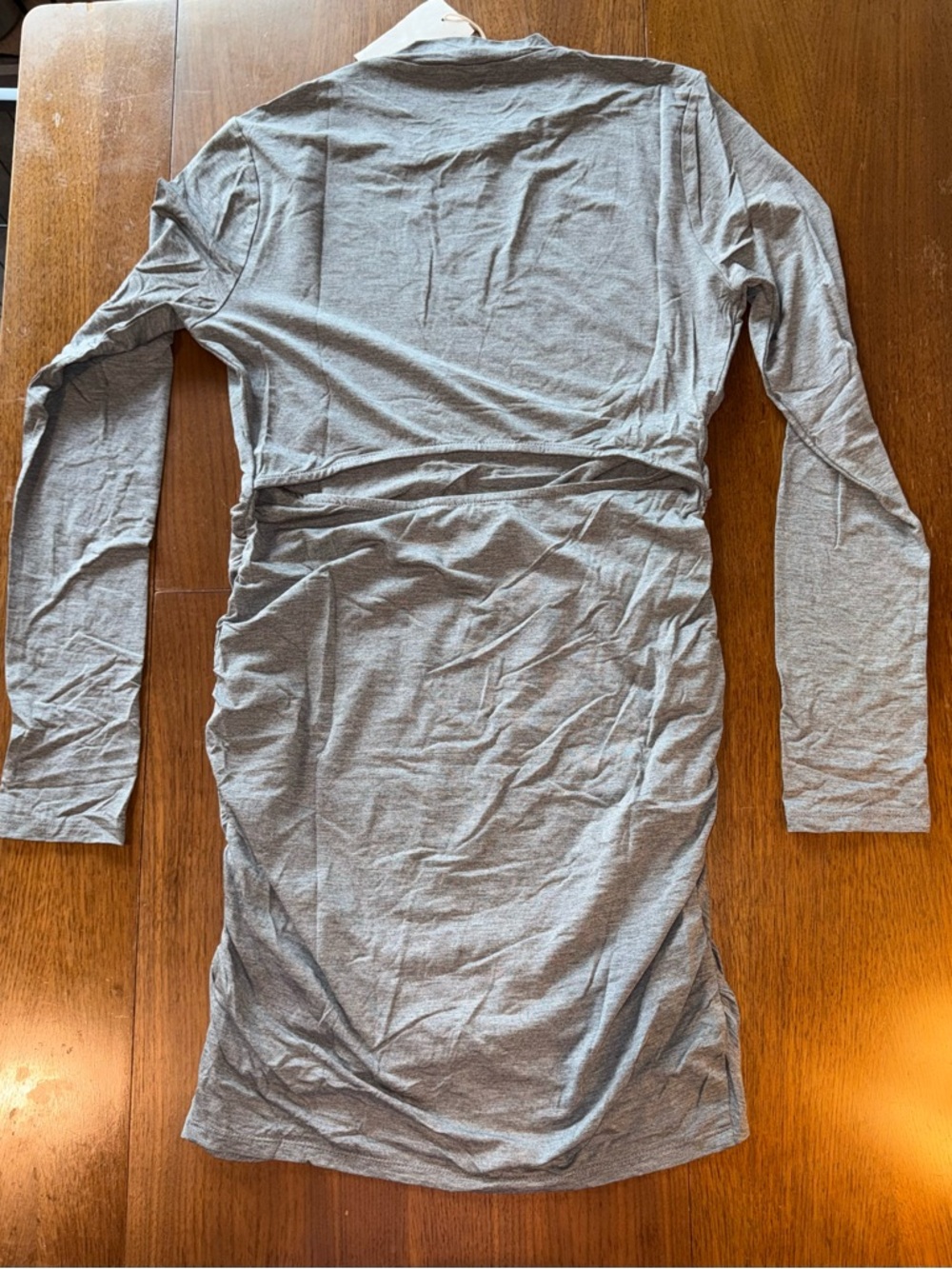 Hem & Thread Light Gray Long-Sleeve Ruched Bodycon Dress - Picture 8 of 10